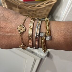 BVLGARI B ZERO 18l rose gold and steel bangle/cuff